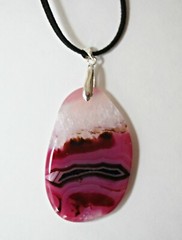 Druzy Geode Agate Pendant Necklace Pink Brown Clear Stone Unique OOAK Jewelry
