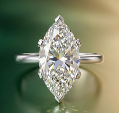 HUGE 7.85 Ct Certified Marquise Cut White Diamond Ring, FREE Tariffs & Studs .