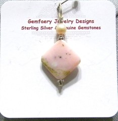 Sterling Silver Natural PINK PERUVIAN OPAL Gemstone Pendant #31…Handmade USA