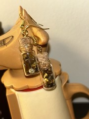 Handmade Crystal Jar Earrings, Silver And Gold