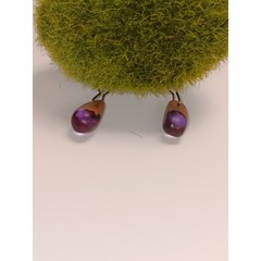 Wood & Purple Enamel Earrings