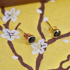 Vintage vermeil gold plated Sterling silver earrings, 925 studs with sapphire