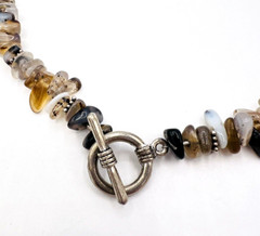 Multi Gemstone Sterling Silver Beaded Artisan Necklace Toggle Clasp 17 in
