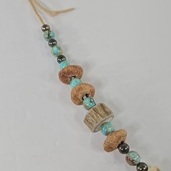 Handmade Tribal Boho Necklace Turquoise Beads Bone Horn Discs Rustic Natural….