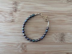 New! Peacock Pearl & 14Kt Gold Filled Handmade Bracelet 6 3/8 to 7 1/2 in.- B708