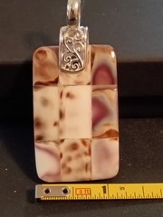 Large Shell Mosaic 925 Silver Pendant – Handmade, Bohemian, Artisan
