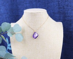 Natural Shell Pendant Necklace, Green Pink Blue Shell, Gold Chain Necklace