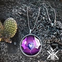 Large Magic Dragon Pendant – Fantasy Heart Handmade Silver Necklace -232