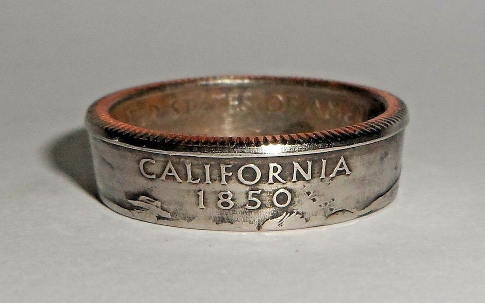 «Sealed» California US STATE QUARTER handcrafted coin ring size 4-14