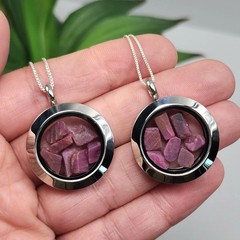 Ruby Crystal Pendant, UV Reactive Ruby Locket Necklace