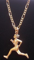 Cross-Country Runner Necklace 24 Karat Gold Plate Female 18″ Figaro Chain