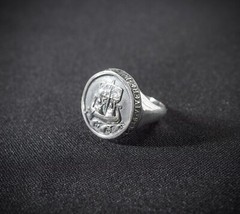 Handmade Viking Ship Ring – Norse Silver Signet with Latin Inscription