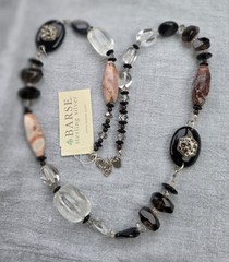 Designer BARSE quartz stone faceted Necklace 925 Sterling 26″ NWT A6 adjustable