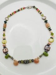 925 sterling silver freshwater pearl semiprecious gemstone beaded Necklace