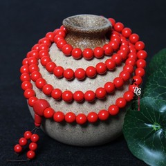 Cinnabar 108-Bead 6/8mm Buddhist Prayer Bead Bracelet Women Necklace