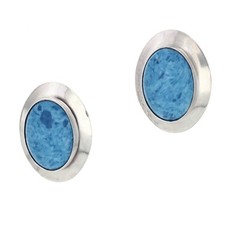 Sterling Silver 925 Denim Lapis Post Earrings Navajo Native American Handmade