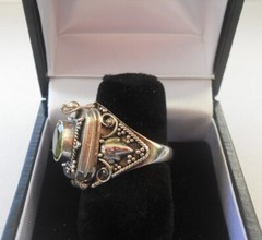 Handmade Sterling Silver Peridot Poison Ring – Sizes 8-9-10