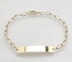 7″ Ladies ENGRAVABLE ID Paper Clip Bracelet Real 14K Yellow Gold FREE Engraving
