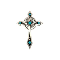 Lee Charley Pendant, Pin, Kingman, Sterling Silver, Navajo, 3“