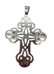 Vintage Sterling Silver 925 Handmade Pendant, filigree cross Large 4” 40 Grams