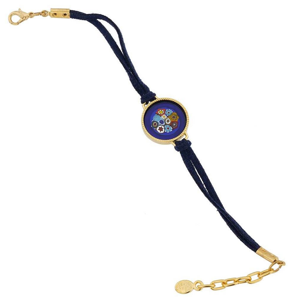 GlassOfVenice Rosetta Murano Glass Millefiori Bracelet – Blue