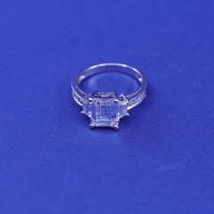 Size 8, vintage Sterling 925 silver engagement anniversary ring cluster Cz