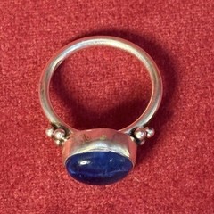 Handmade India Artisan Beaded Sterling Silver Light Blue Iolite Ring 7 / 7.25