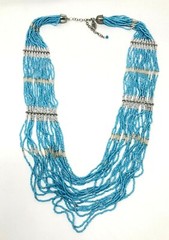 Himalayan Gems Hippie Style Waterfall Necklace Blue Larimar 20 Strands – New!