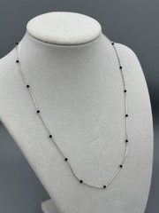18 in Faceted Black Spinel Liquid Silver Necklace