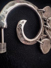 Uno de 50 Earrings 925 Silver Pierced Post Dangling Circle Charms