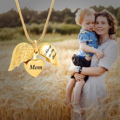 Angel Wing Urn Necklace Cremation Heart Urn Necklace Ashes Urn Jewelry for Women