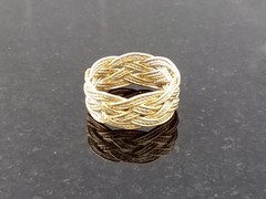 Size 6 Brass / Silver-plated Twist Wire Turks Head Knot Ring Hand Tied made