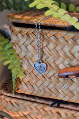 eye in heart necklace || handmade