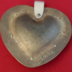 Mixed Metal Puffy Heart, Steampunk, Brutalist Pendant Artist Signed 2″ EUC
