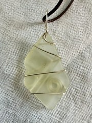 Handmade Tumbled Uranium Glow Glass Wire Wrap Necklace Pendant