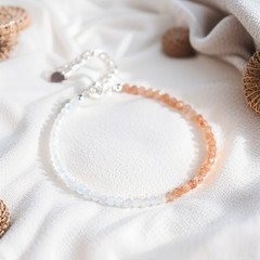 Natural Sunstone & moonstone Faceted Multi Gemstone Beaded New begin Bracelet