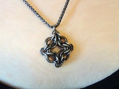 Celtic Filigree Oxidized Argentium Sterling Silver Pendant Chainmaille Necklace