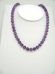 Genuine Amethyst 9mm bead handmade necklace 14k gold clasp