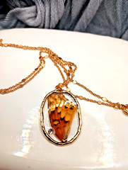 Real Butterfly Wing Pendant Necklace 10in. Artisan made
