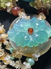 Handcrafted Boho Gemstone Lariat: Peridot Citrine Turquoise Flower Pendant 101