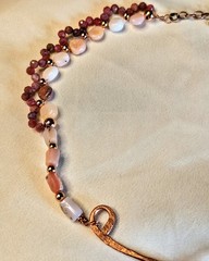 SEALIFE: Genuine Thulite & Pink Opal In Artisan Assemblage Copper Necklace