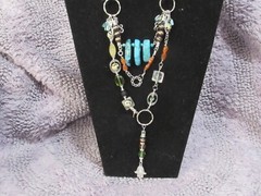 Handmade  layered 24 inch  adjustable necklace 27 1/2 total gemstones