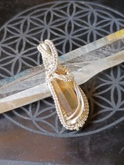 Citrine Crystal Pendant Sterling silver handcrafted amulet elegant necklace
