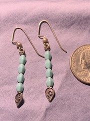 Aqua/turquiose Glass Beaded Earrings Handmade CoraMayde Dangle