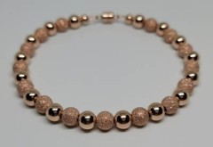 14K Rose Gold-Filled Stardust/Smooth 6mm Bead Fashion Luxury Magnetic Bracelet