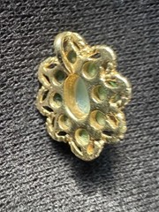Vintage 14K Solid Gold Precious Gemstone Flower Pendant Emerald Ethiopian Opal