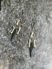 Women’s Dangle Drop Earrings Bone Black Spike witchy bone jewelry oddities