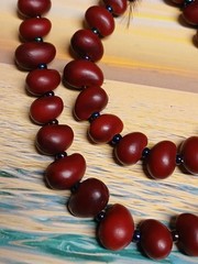 Artisan Crafted Dark Bean and Seed Bead Single Strand Necklace