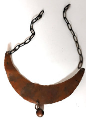 Hammered Copper Turquoise Choker Necklace Crescent Southwestern Adjustable
