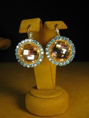 MARIANA EARRINGS ROUND SWAROVSKI CRYSTALS BLUE BROWN ORANGE YELLOW GOLD PL Gift